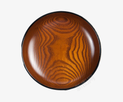 深棕色容器木质纹理翻转的木制碗素材