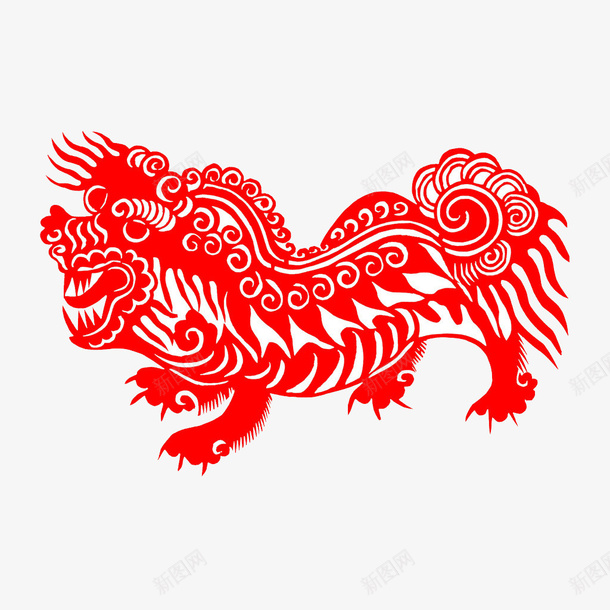 舞狮剪纸png免抠素材_88icon https://88icon.com 中国传统 人物 文间艺术 活灵活现 狮子 生动形象 舞狮剪纸