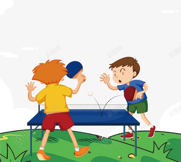 卡通手绘乒乓球运动插画psd免抠素材_88icon https://88icon.com 乒乓球 乒乓球宣传 体育 卡通手绘 插画 比赛 海报 草地 运动