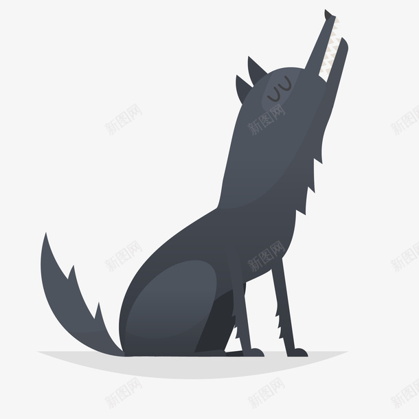 灰色的狼动物矢量图ai免抠素材_88icon https://88icon.com 动物设计 嚎叫 夜晚 头狼 森林 狼 矢量图 野生动物