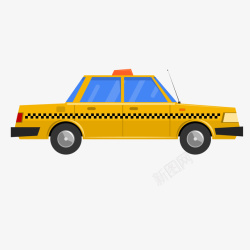 约车一辆扁平化的黄色出租车矢量图高清图片