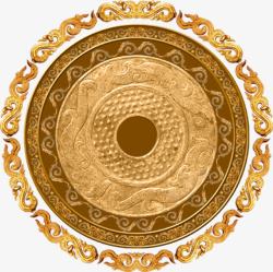 铜制品中国古代黄铜装饰圆盘高清图片