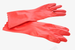 一双红色塑胶手套实物素材