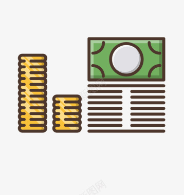 堆放金币收入分析投资图标图标