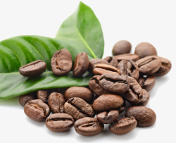 咖啡豆咖啡叶背景摆拍素材