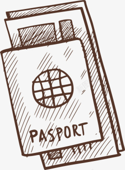 手绘风旅游机票护照矢量图素材