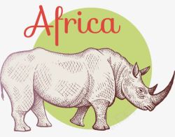 手绘非洲陆上犀牛动物素材