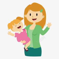 母亲节插画风妈妈和儿女矢量图素材
