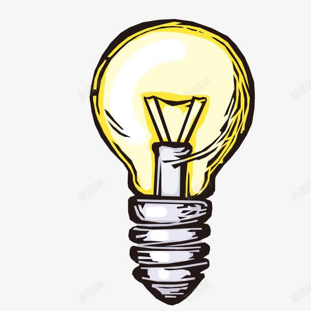 手绘黄色电灯泡png免抠素材_88icon https://88icon.com 灯光 点灯 电灯泡 黄色