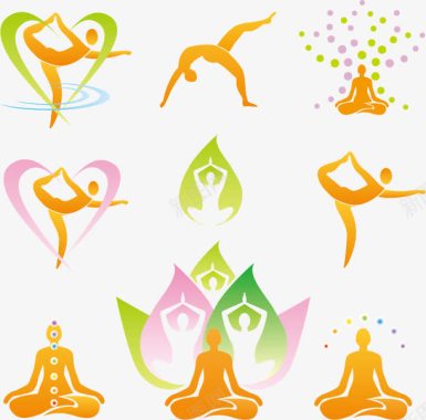 运动小人图标矢量素材瑜伽logo图标图标