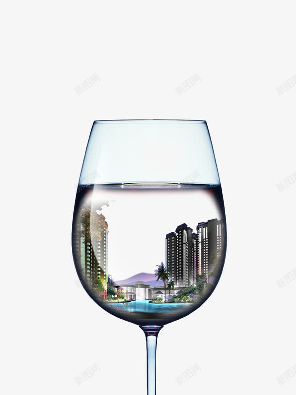 玻璃杯中的城市png免抠素材_88icon https://88icon.com 城市 水 玻璃杯