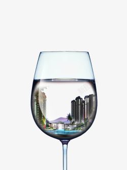 玻璃杯中的城市素材
