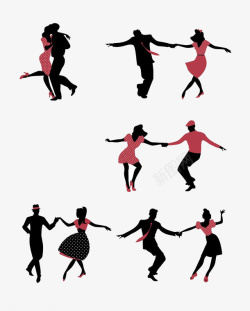 跳舞的女人和男人简色手绘插画素材