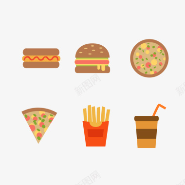 汉堡快餐卡通美味西式简餐矢量图图标图标