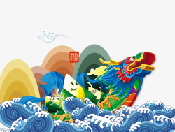 中国风端午节装饰龙舟素材