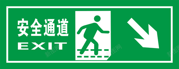 安全警示标绿色安全出口指示牌向右安全图标图标
