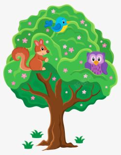 四季青树上的动物高清图片