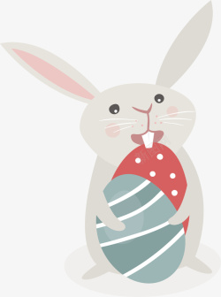 抱着彩蛋抱着彩蛋的可爱灰兔子高清图片