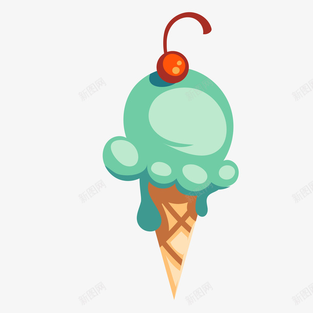 卡通甜筒冰淇淋png免抠素材_88icon https://88icon.com 冰淇淋 卡通 樱桃 甜筒 甜食 蓝色 食物 香草甜筒