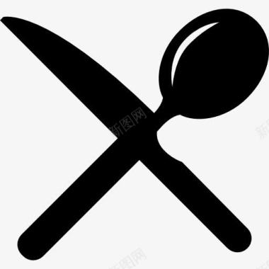 饮食点心刀叉交叉的刀和勺子图标图标