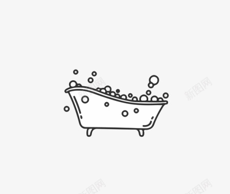 铸铁浴缸浴缸气泡矢量图图标图标