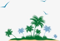 卡通夏日海滩清新椰树素材