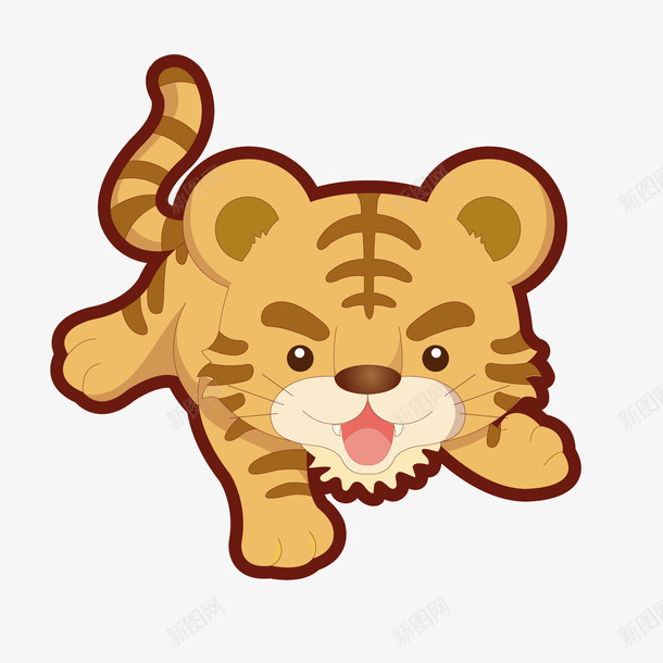 卡通手绘老虎png免抠素材_88icon https://88icon.com Q版虎 动物园 动物设计 卡通 手绘 老虎设计 舞虎 虎虎的快乐