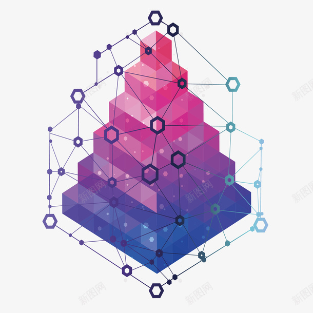 立体空间多维度积木png免抠素材_88icon https://88icon.com 多维度 好看炫酷 层叠交融 彩虹色 积木 立体空间