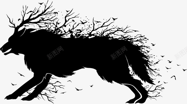 黑色野狼动物图标图标