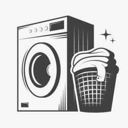 脏衣篮和洗衣机素材