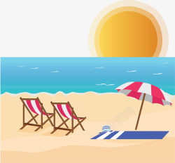 节假日元素阳光照射海边沙滩矢量图高清图片