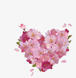 粉红色心形樱花矢量图素材