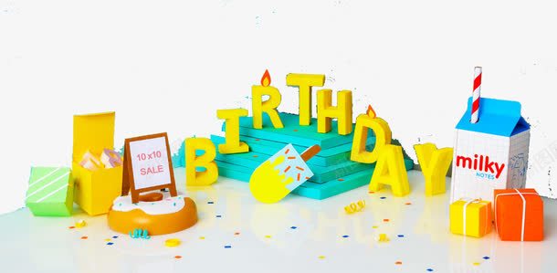 生日快乐艺术字png免抠素材_88icon https://88icon.com 3D birthday c4d 三维立体 卡通 场景合成 漫画 生日 艺术字