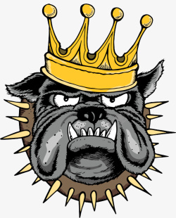 手绘卡通戴项圈链子的王冠狗素材