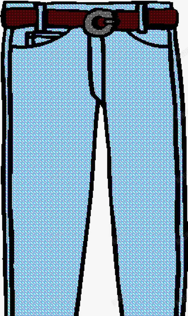 一条牛仔裤png免抠素材_88icon https://88icon.com 卡通 手绘 棕色 牛仔裤 简图 腰带 蓝色 裤子