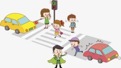 路口红绿灯遵纪守法的小孩高清图片