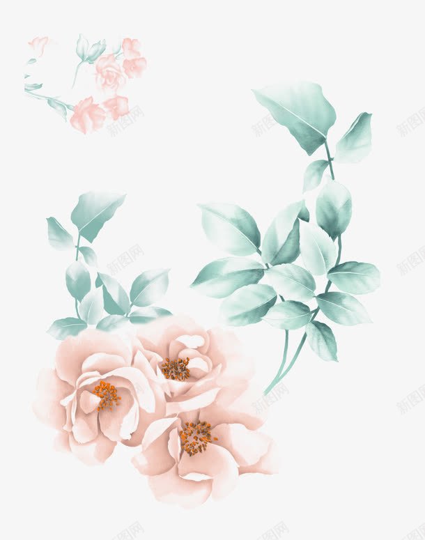 粉色花朵png免抠素材_88icon https://88icon.com 别致 叶子 淡雅 玫瑰 粉色的花 花儿 花朵 蔷薇 蔷薇画