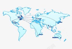 世界航线蓝色地图航行路线图高清图片