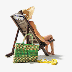 沙滩椅沙滩椅上晒太阳高清图片