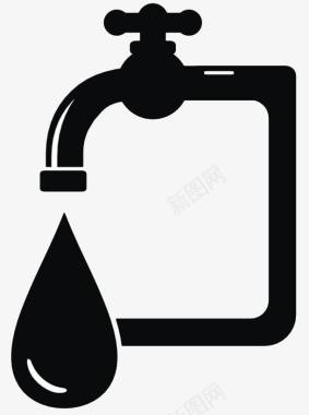 动态水滴黑色手绘排水管道图标图标