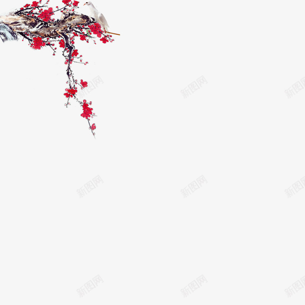 中国风红色桃花psd免抠素材_88icon https://88icon.com 中国风 桃花源 桃花节 红色 红色桃花