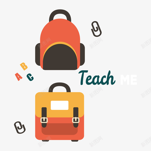 两款卡通书包png免抠素材_88icon https://88icon.com 上学 书包 卡通 学校用品 学生 开学季 教育 校园 橙色