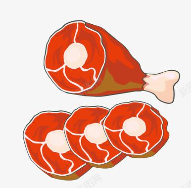 卡通手绘肉类食物鸭腿矢量图图标图标