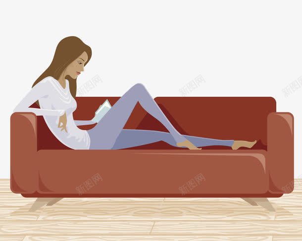 躺在沙发上看书的女郎png免抠素材_88icon https://88icon.com 休闲 红沙发 苗条的女生 身材好 长发 长腿