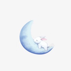 一轮月亮月亮与兔子高清图片