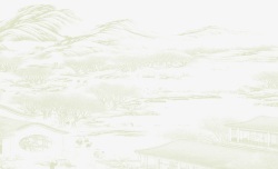 中国画黄色山河景图中秋素材