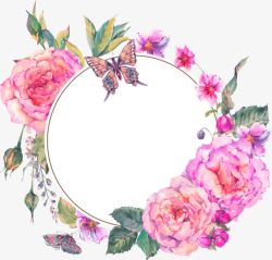 清新甜美背景粉色手绘花朵装饰边框纹理高清图片