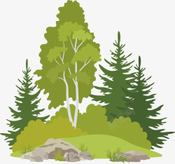 绿树环保设计绿色创意水彩环保手绘园林植物景高清图片
