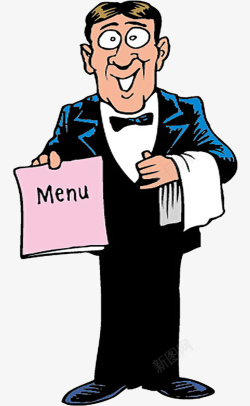 西餐厅服务员拿菜单的服务员高清图片
