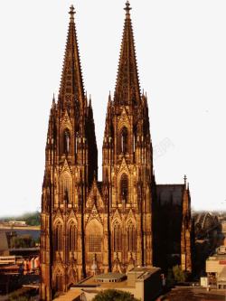 西方的建筑阳光下的科隆大教堂高清图片